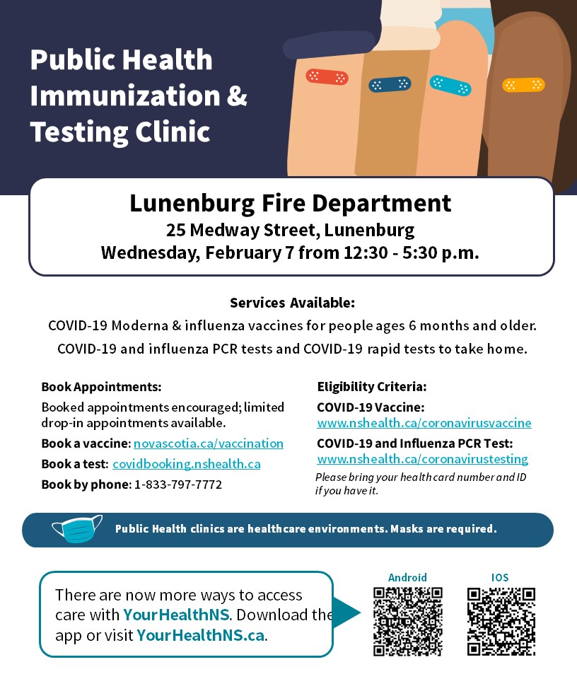 PHMU Dual Clinic Poster Lunenburg Fire Hall Feb 8