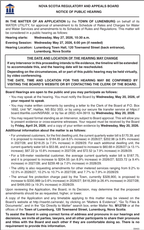 may 2026 Hearing Notice