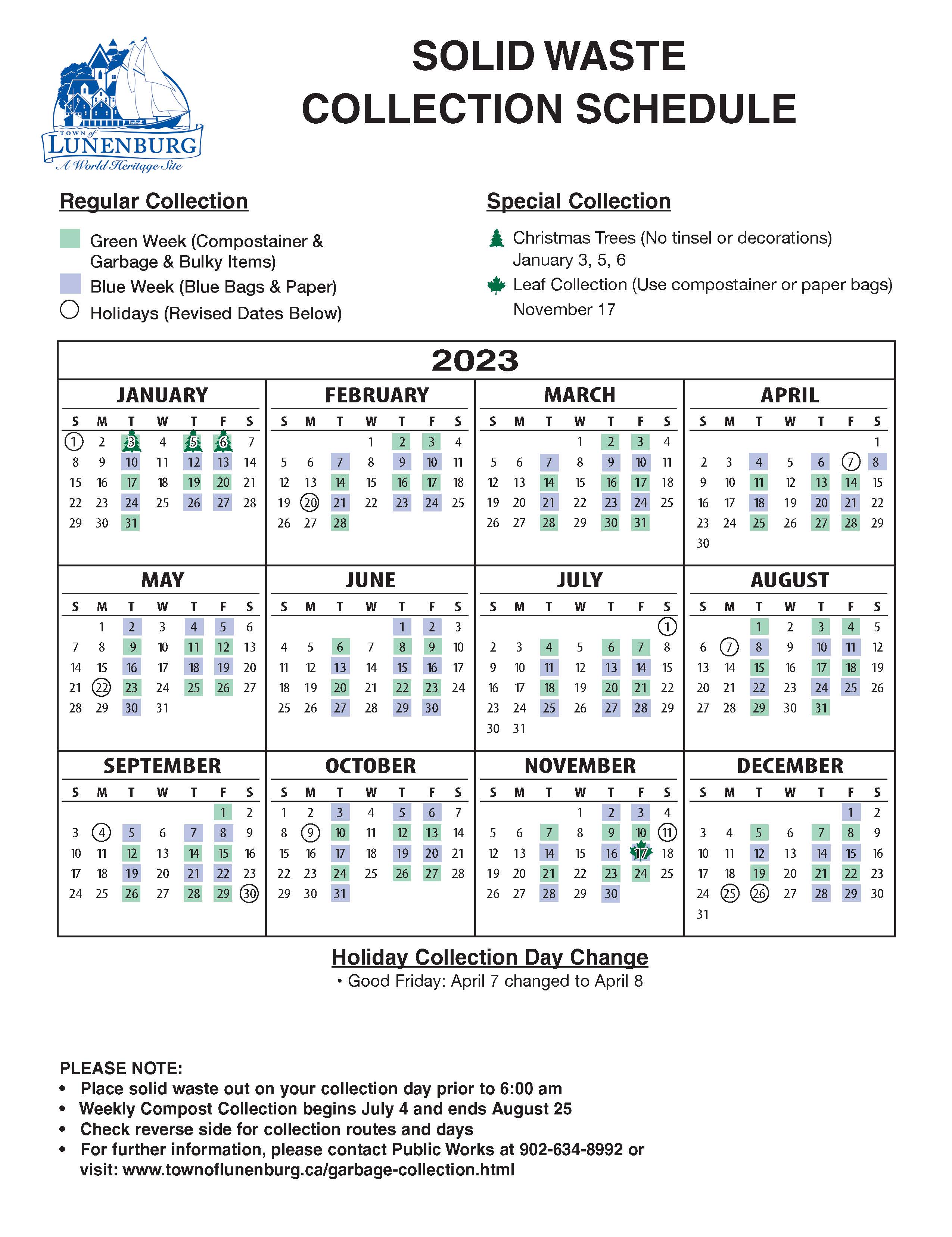 Solid Waste Collection Schedule & Map 2023 - Town of Lunenburg
