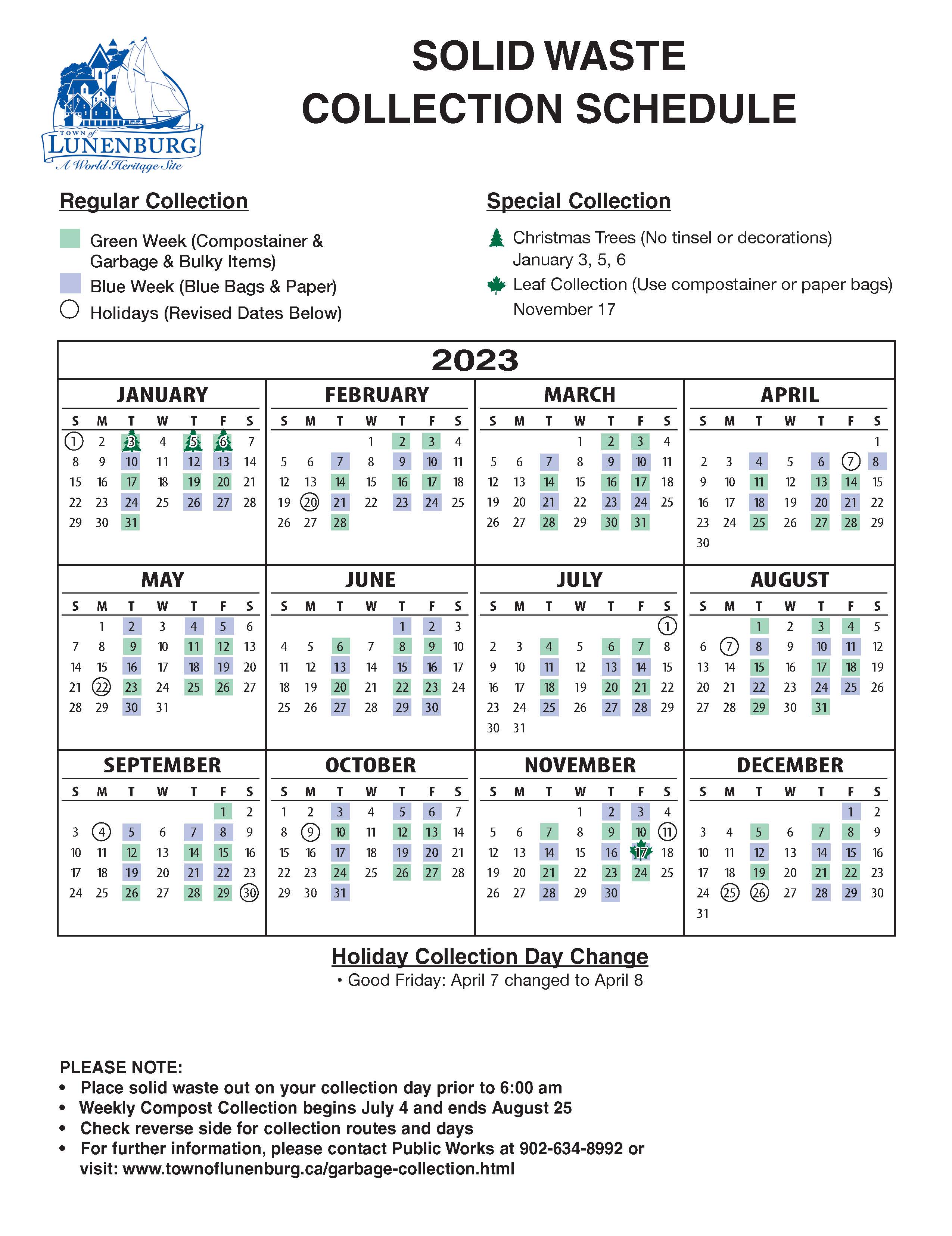 Solid Waste Collection Schedule Map 2023 Town Of Lunenburg   108938 Lunenburg Solid Waster Calendar 2023 Page 1 